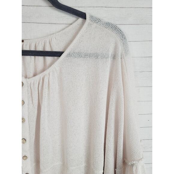 FREE PEOPLE BALLOON SLEEVE GAUZY BOHO SHIRT, SZ SMALL - Picture 2 of 9